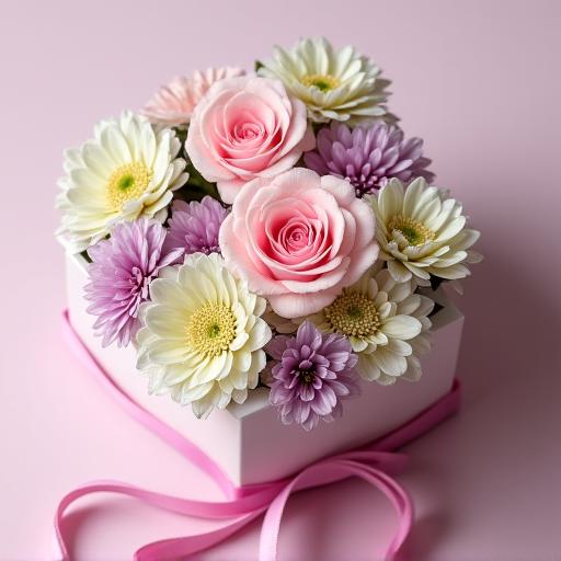 A pastel-themed floral gift box